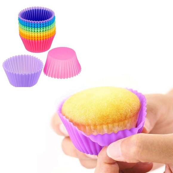 24-Pack: Multicolored Reusable Silicone Baking Cups Liner For Cupcakes & Muffins - Picture 3 of 7